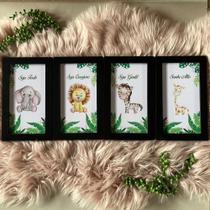 Quadros decorativos safari infantil frases selva floral MDF