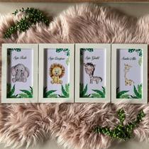 Quadros decorativos safari infantil frases selva floral MDF