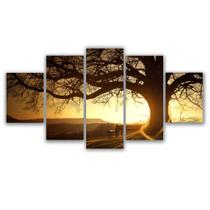 Quadros Decorativos Sala Árvore Da Vida Entardecer Sol - x4adesivos