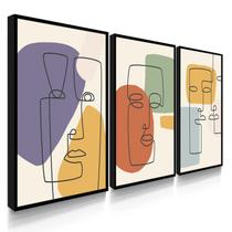 Quadros Decorativos Sala Boho Colorido Rostos