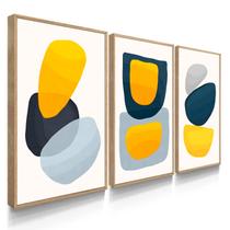Quadros Decorativos Sala Boho Neutro Cinza e Amarelo Moldura Quadros Decorativos Sala Boho Neutro Cinza e Amarelo Moldura