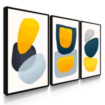 Quadros Decorativos Sala Boho Neutro Cinza e Amarelo Moldura Quadros Decorativos Sala Boho Neutro Cinza e Amarelo Moldura