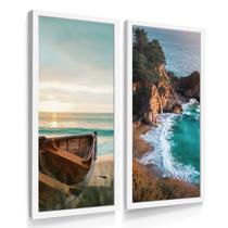 Quadros Decorativos Sala Cozinha Dupla Paisagem Praia Mar Quadros Decorativos Sala Cozinha Dupla Paisagem Praia Mar