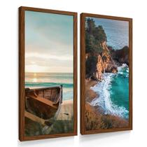 Quadros Decorativos Sala Cozinha Dupla Paisagem Praia Mar