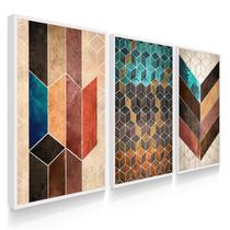 Quadros Decorativos Sala Cubos Chevron Geometrico