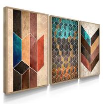 Quadros Decorativos Sala Cubos Chevron Geometrico