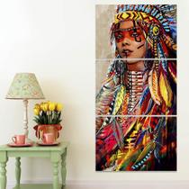 Quadros Decorativos Sala India 60x120 cm Mosaico Indigena