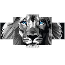 Quadros Decorativos Sala Leão De Judá Cinza - Olho Azul Quadros Decorativos Sala Leão De Judá Cinza - Olho Azul