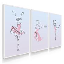 Quadros Decorativos Sala Quarto Abstrato Bailarina Rosa Ballet