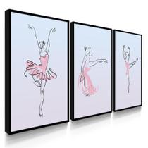 Quadros Decorativos Sala Quarto Abstrato Bailarina Rosa Ballet