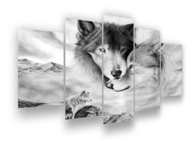 Quadros Decorativos Sala Quarto Casal Lobo Preto E Branco