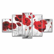 Quadros Decorativos Sala Quarto Flor Papoula Vermelha