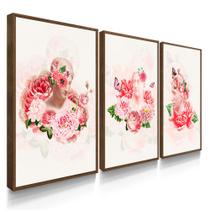 Quadros Decorativos Sala Quarto Flores e Rosas Abstrato Trio Estátua