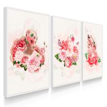 Quadros Decorativos Sala Quarto Flores e Rosas Abstrato Trio Estátua