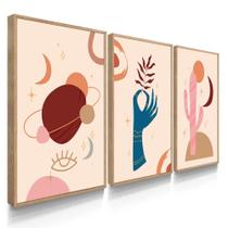 Quadros Decorativos Sala Quarto Trio Artes Abstratas Planeta Cacto Mão Quadros Decorativos Sala Quarto Trio Artes Abstratas Planeta Cacto Mão