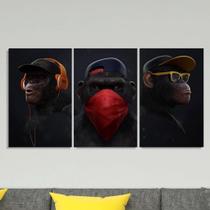 Quadros Decorativos Três Macacos Sábios 20x30cm para Parede Quarto Sala Gamer Quadros Decorativos Três Macacos Sábios 20x30cm para Parede Quarto Sala Gamer
