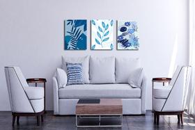 Quadros Decorativos Trio Kit 3 Nórdic Abstrato Geométrico Azul Sala Escritório 20X30