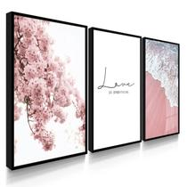 Quadros Decorativos Trio Pink Love Rosa Amor