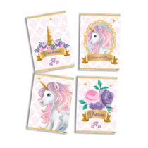 Quadros Decorativos Unicórnio - 21cm x 31cm - 4 Unidades