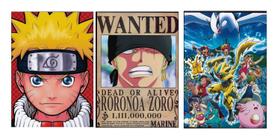 Quadros Decorativos Zoro, Pokémon, Naruto-D Quadros Decorativos Zoro, Pokémon, Naruto-D