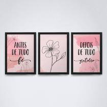 Quadros Decorativosfé e gratidão - Moldura preta A4 20x30cm