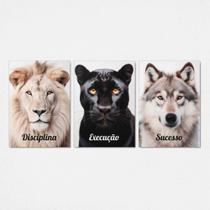 Quadros Disciplina Execução Sucesso Pantera 3 Peças 28x40cm
