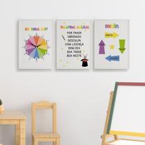 Quadros Educativos Horas Palavras Direções 3 Peças 20x28cm