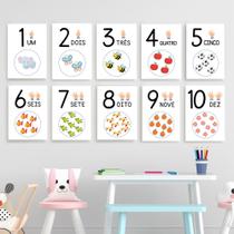 Quadros Escola Números 1 A 10 Pedagogicos Educativos 21x15cm