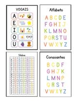 Quadros Escola Português Alfabeto Vogais Kit 4 Peças 20x28cm Quadros Escola Português Alfabeto Vogais Kit 4 Peças 20x28cm