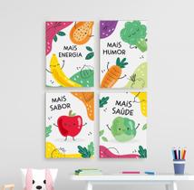Quadros Escola Refeitório Infantil Merenda Recreio 4 Peças