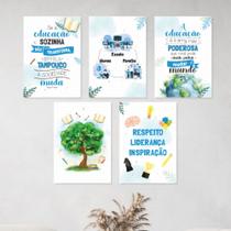 Quadros Escola Sala Direção Diretoria Decorativo Kit 5 Peças