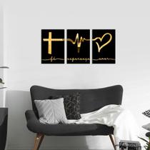 Quadros Espelhados Fé, Esperança e Amor Dourado