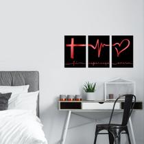 Quadros Espelhados Fé, Esperança e Amor Vermelho