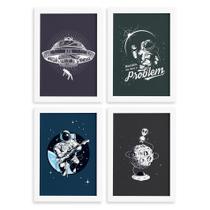 Quadros Explorer Espaço Sideral Moldura Branca 33x43cm 4un Quadros Explorer Espaço Sideral Moldura Branca 33x43cm 4un