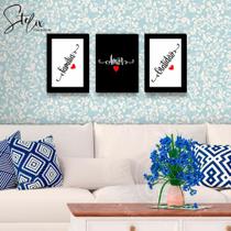 Quadros Família, Amor e Gratidão Para Sala e Quarto