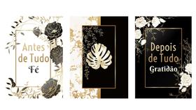 Quadros Fé & Gratidão Decorativos Frases Sala Kit 3 Peças