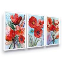 Quadros Flores Vermelhas Luxo Sala Quarto Copa Tendência