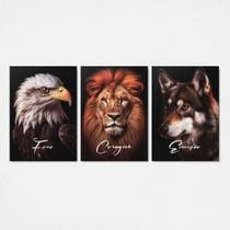 Quadros Foco Coragem Execução Aguia Leão Kit 3 Peças 28x40cm Quadros Foco Coragem Execução Aguia Leão Kit 3 Peças 28x40cm