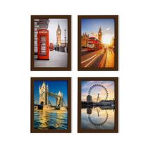 Quadros Fotos Londres Moldura Marrom 22x32cm Kit4un Quadros Fotos Londres Moldura Marrom 22x32cm Kit4un