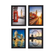 Quadros Fotos Londres Moldura Preta 33x43cm Kit4un