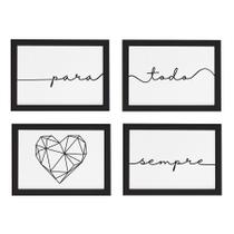 Quadros Frase Para Todo o Sempre 4un Moldura Preta 33x43cm