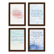 Quadros Frases Bíblicas Moldura Marrom 22x32cm Kit4un Quadros Frases Bíblicas Moldura Marrom 22x32cm Kit4un