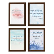 Quadros Frases Bíblicas Moldura Marrom 33x43cm Kit4un Quadros Frases Bíblicas Moldura Marrom 33x43cm Kit4un