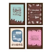 Quadros Frases Chocolate Moldura Marrom 33x43cm 4un