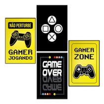 Quadros Game Jogos Decoração Quarto Geek Kit 4 Peças 20x28cm