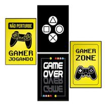 Quadros Game Jogos Decoração Quarto Geek Kit 4 Peças 20x28cm