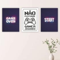 Quadros Gamer Decoração Quarto Nerd Geek Kit 3 Peças 20x28cm