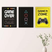 Quadros Gamer Decoração Quarto Nerd Geek Kit 3 Peças 20x28cm Quadros Gamer Decoração Quarto Nerd Geek Kit 3 Peças 20x28cm