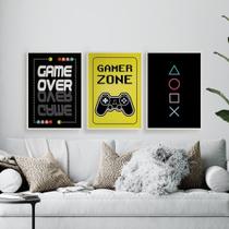 Quadros Gamer Decoração Quarto Nerd Geek Kit 3 Peças 28x40cm Quadros Gamer Decoração Quarto Nerd Geek Kit 3 Peças 28x40cm
