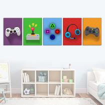Quadros Gamer Kit 5 20x30cm Video Game Jogo Decorativo Quarto menino